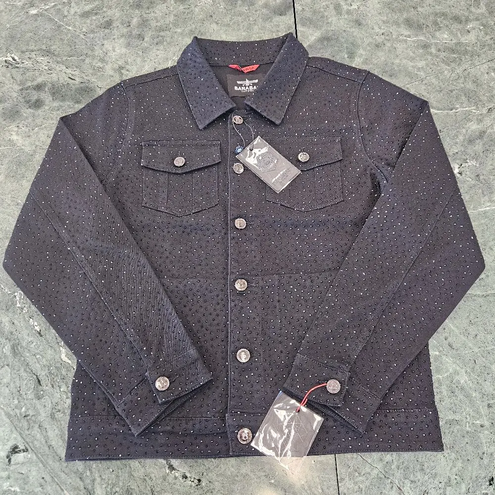 Dolorosa Rhinestone-Embellished Black Denim Jacket
