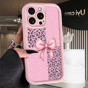 Pink Bow Case for iPhone 17 Air 16 16e 15 14 13 12 11 Pro Max Plus X XS Rugged Durable Shockproof Anti-Scratch Soft Silicone Cover