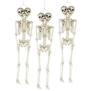 Bulk Two-Headed Life-Size Posable Skeleton Halloween Decorations - 3 Pc.