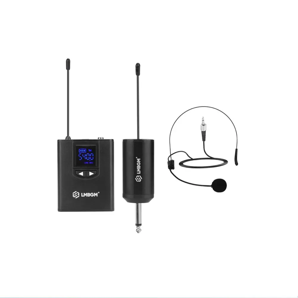 LMBGM MK36 Uhf Rechargeable Wireless Metal Waistpack Headphones and Lapel Microphone Lavalier Mic, Ideal for Classrooms, Lectures, Live Streaming, Performances