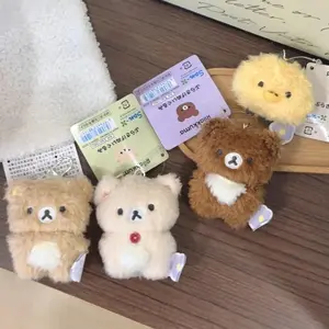 New San-x Rilakkuma Plush Keychain Curly Hair Korilakkuma Stuffed Toy Fluffy Kiiroitori Bag Charm Backpack Pendant Keyring Gifts