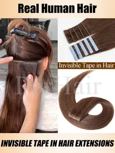 12'' 16'' 20'' Brown Invisible Tape In Hair Extensions Human Hair Double Side PU Tape Human Hair Extensions Natural Black Balayge Blonde Brown Seamless Tape In Hair Extensions 10pcs/Pack