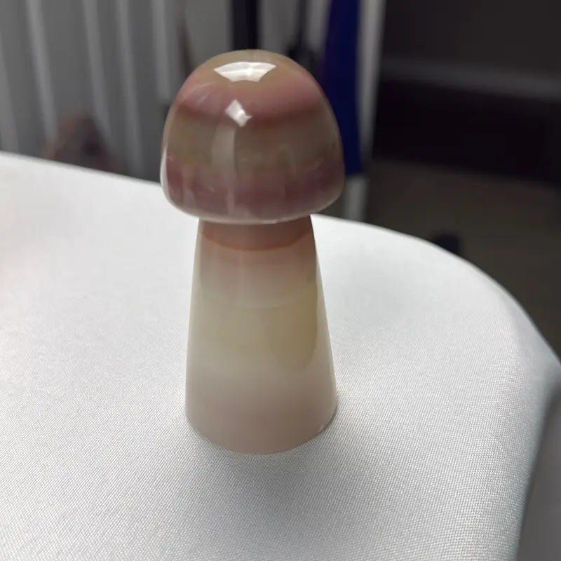 Banded Calcite (A20) mushroom - natural polished stone