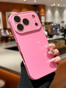 Crystal Clear Glossy Solid Color Shockproof Phone Case for iPhone 17 Pro Max 16 15 14Plus 13 12 , Integrated Full Lens Large Window Frame, Ultra Smooth Comfort Hand Feel, Bright Gloss Transparent Crystal Texture, Full Edge Drop Protection