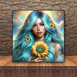 Blue Hair Flower Vine Pattern DIY Diamond Arts Colorful Painting Kit without Frame, 5D DIY Diamond Arts Colorful Painting Kit, Wall Art Decor for Home