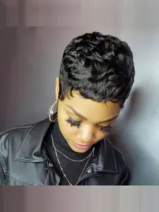 Short Layered Pixie Cut Wigs for Women, Natural, Lightweight Glueless, Full Machine Made, Daily Use, with Bangs