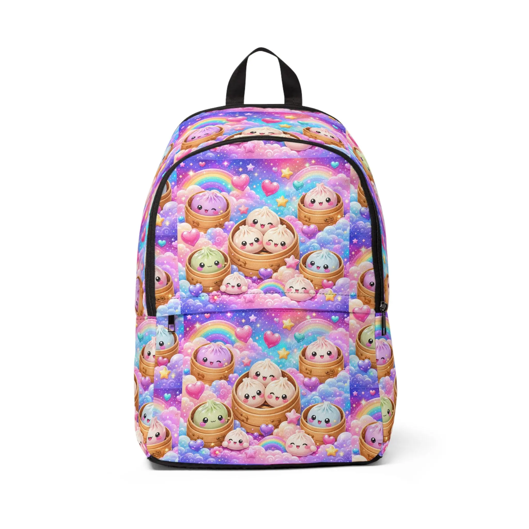 Kawaii Rainbow Sloth Backpack — Cute Pastel Clouds & Hearts Print
