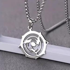 Yu-Gi-Oh! Lightning Necklace - Anime Inspired Dimensional Pendant - Stainless Steel & Titanium Steel Chain - 70cm Unisex Gaming Jewelry - TikTok Viral Collector's Gift