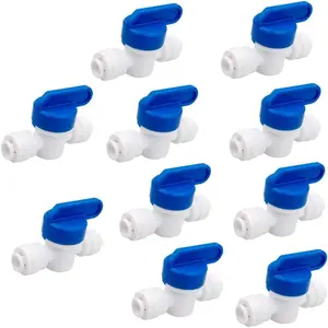 1/4 inch OD Tubing&Hose&Pipe Use Inline Shut Off Ball Valve Plastic Quick Connect Fittings for Water Purifier RODI System