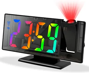 Projection Alarm Clock for Bedroom, Digital Smart Clock with 180° Rotatable Projector, 3 Level Brightness Dimmer, Clear LED Color Display, Digital Alarm Clock for Bedroom