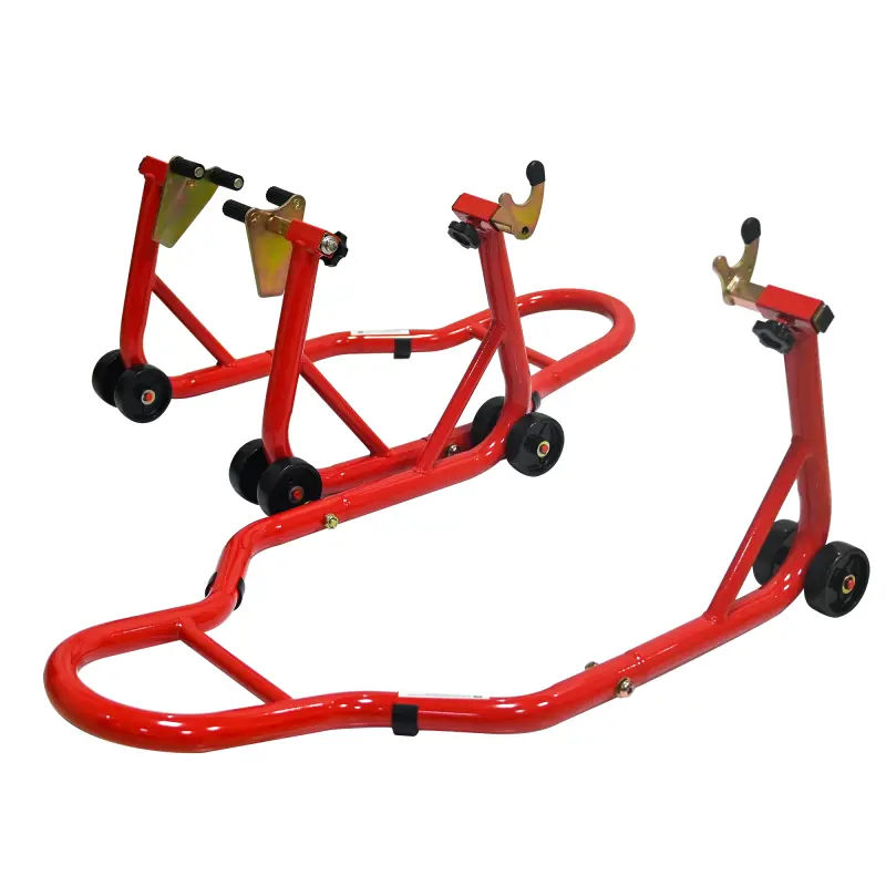 Motorcycle Stand Lift 440lbs Front Rear Combo Stand Lift Stand Front Wheel Fork Stand Rear U+K Fork Swingarm Spool Stand Compatible with Most Yamaha Honda Kawasaki Suzuki Motorcycles-- Red