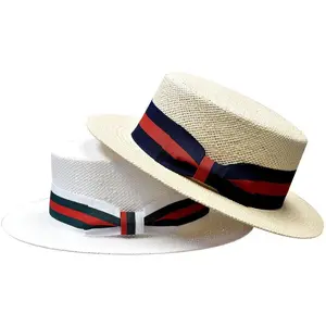 Boater Collection (Skimmer) Straw Hat Flat Brim