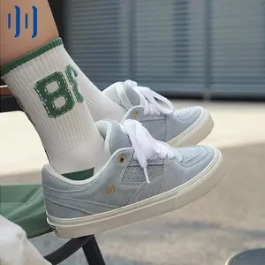 Men's and women's fashion trend sneakers ollieskate non-slip wear-resistant running shoes Ice blue tumbled fur splicing low-top men's and women's sports non-slip wear-resistant slip-on shoes BOL21006