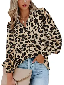 ZEAGOO Womens Shirts Button Down Printed Lantern Long Sleeve Blouse Fashion Casual Tops 2024 she in shirts Black Friday