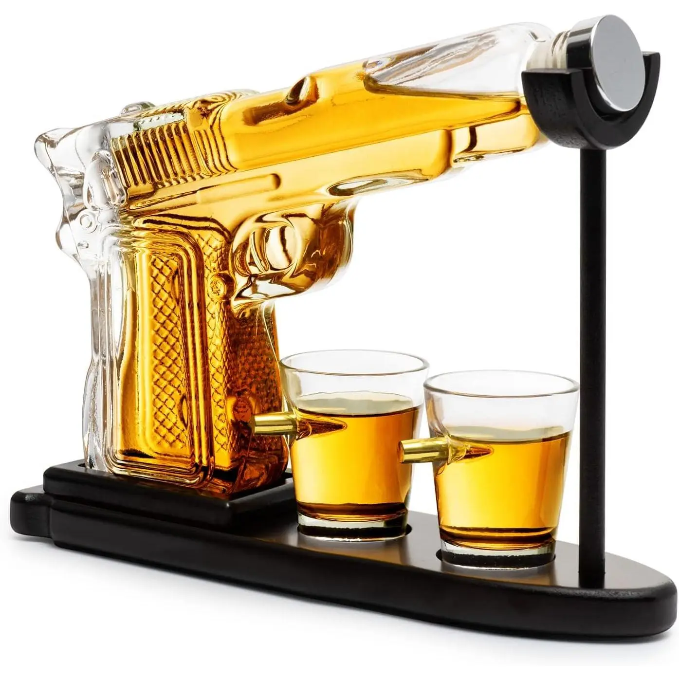 Classic Whiskey Gun Decanter Set with 2 Bullet Glasses - Father's Day Gifts for Military Enthusiasts, Home Supplies for Men