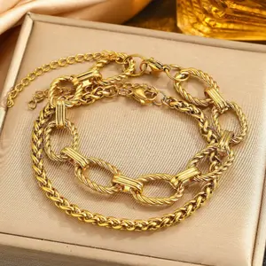 Hip-Hop Style Bracelet Set (2PCS) – Unisex Fashion Streetwear Jewelry