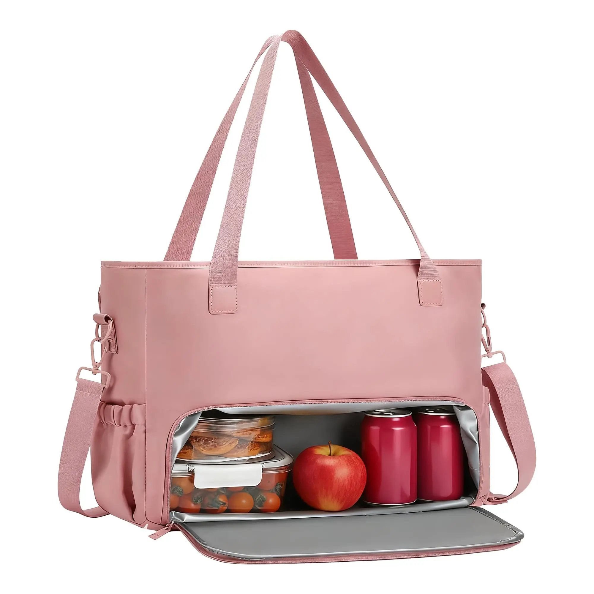 Garvee Work Tote Bag for Women with Insulated Lunch Compartment, Premium Polyester Work Bag for Teachers, Nurses, Business, Travel, and Everyday Use (pink, 43*17*32cm)