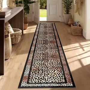 Leopard Print Long Rug, Multiple Colors Available, Soft Durable Washable Carpet for Indoor Outdoor Use, Perfect for Hallway Kitchen Bedroom Dining Room Balcony, Leopard Runner Rug, Boho Runner Rug