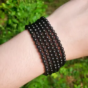 Black Tourmaline Bracelet - 4mm, Handmade, Natural Crystals, Custom Sizes