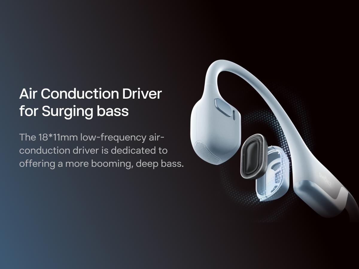 SHOKZ OpenRun Pro 2 - Open-Ear, Bone Conduction Sport Headphones - Sweat Resistant, Workout Headphones with Deep Bass and Smart Mic