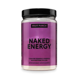 Naked Energy - Fruit Punch Pre Workout Supplement - 30 Servings - Vegan Formula for Energy Strength & Power with Creatine, Arginine & Beta-Alanine - No Additives or Artificial Sweeteners - 30 Servings