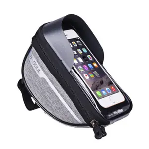 Waterproof Mountain Bike Front Frame Bag Touch Screen Phone Holder with Sun Visor Bicycle Storage Pouch