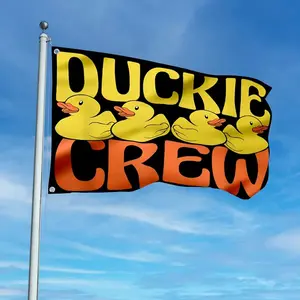 1pc A Yellow Rubber Duck Crew Flag, Featuring Rubber Ducks, DUCKIE CREW, Outdoor Use Against Wind And Sun. Perfect For Parties, Events, And Home Decoration, Wall Hanging Decor