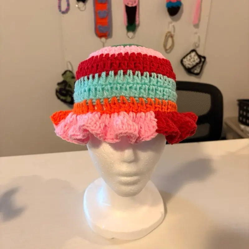 Unisex Funky Watermelon Sugar Ruffle Hat - Fashion Accessory for Casual Daily Wear, Party Use, Hand Wash Only