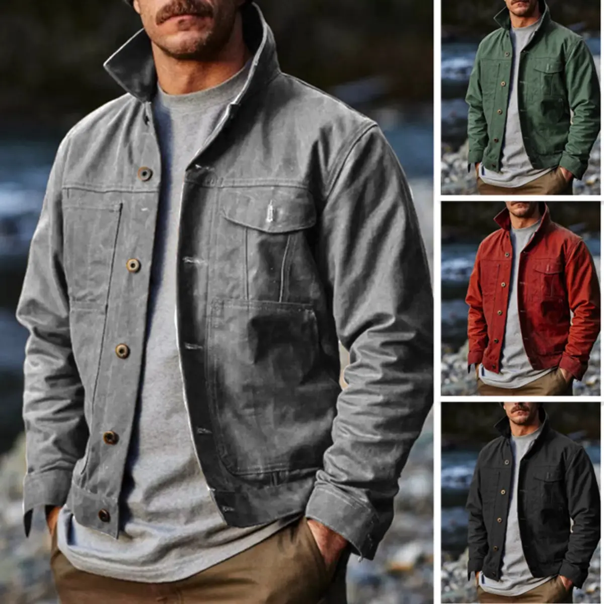 2026 New Men's Jacket - Multi-Button, Multi-Pocket European-American Retro Classic Menswear Coat, Premium Fabric Garment with Tailored Hem, M, 2Xl, Straight, Sleeve