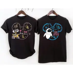 Valentines Day  His Eve Her Wall-E T-Shirt, 100% Cotton WallE and Eve Tee, His And Hers Couple Shirt, Couple Matching Valentines Day 2026 Tee - 1piece