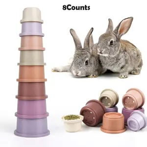 Random Color Pet Snack Cup, 8 Counts/set Stackable Pet Food Dispenser, Pet Food Storage Container, Small Animal Supplies, Feeding Supplies