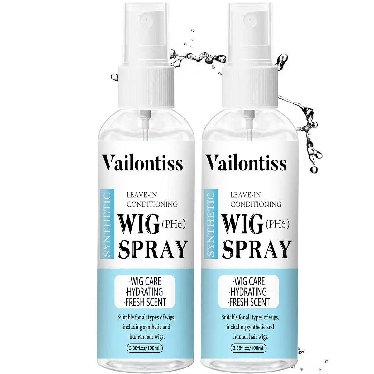 Synthetic Wig Leave-in Conditioner Spray, Leave In Conditioning, Haircare, Hair Care Product, Cleans & Extends Wig Lifespan, pH 6, with Coconut Oil, Easy to Comb, Soft, Smooth, Hydrating, Refreshing & Scent | 3.38FL.OZ