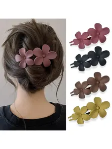 4Pcs Flower Flat Hair Clips for Women Matte Flat Hair Claw French Alligator Clips Non-Slip Cute Duck Billed Flat Claw Clips for Thick Hair for Girls SpringStatements