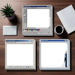 Portable notepad, 3 sets of self-adhesive notepads, retro computer drawing board, suitable for home, office and students, Office Stationery Supplies