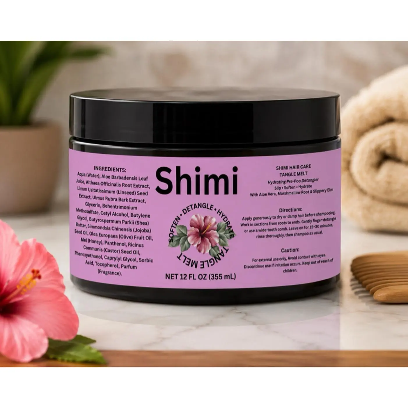 Shimi Soften Detangle Hydrate Tangle Melt 12 FL OZ 355 mL Hair Care Product with Aloe Barbadensis Leaf Extract