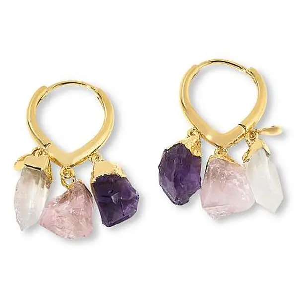 Kalifano Multigemstone Huggie Hoop Earrings Kalifano Multigemstone Huggie Hoop Earrings
