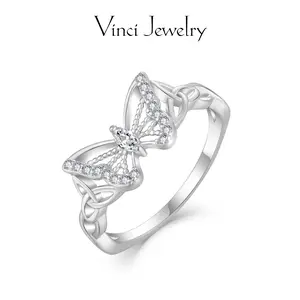 925 Sterling Silver Butterfly Ring, Openwork Filigree Design, Elegant Minimalist Jewelry for Daily Wear, Wedding, Party