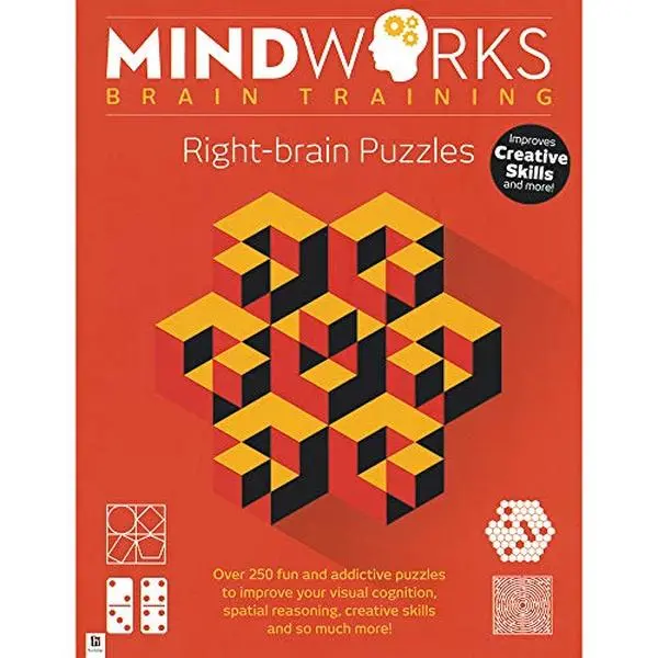 USED Book - Mindworks Brain Training: Right-Brain Puzzles by Hinkler Books (Flexibound) - english, Right-Brain Challenges, 2.23 Pounds