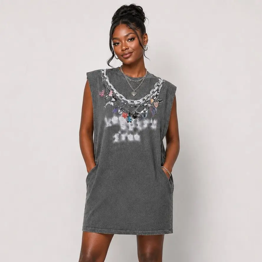 URBAN REVIVO Women's Straight Sleeveless Oversized Cotton T Shirt Dress UYV750056, 2026 Trendy Festival Casual Wear, Stretchy Comfortable Fabric, Pockets, Elegance, Fashion, Women's Casual Dresses,summeroutfits,vacationoutfits,beachoutfits
