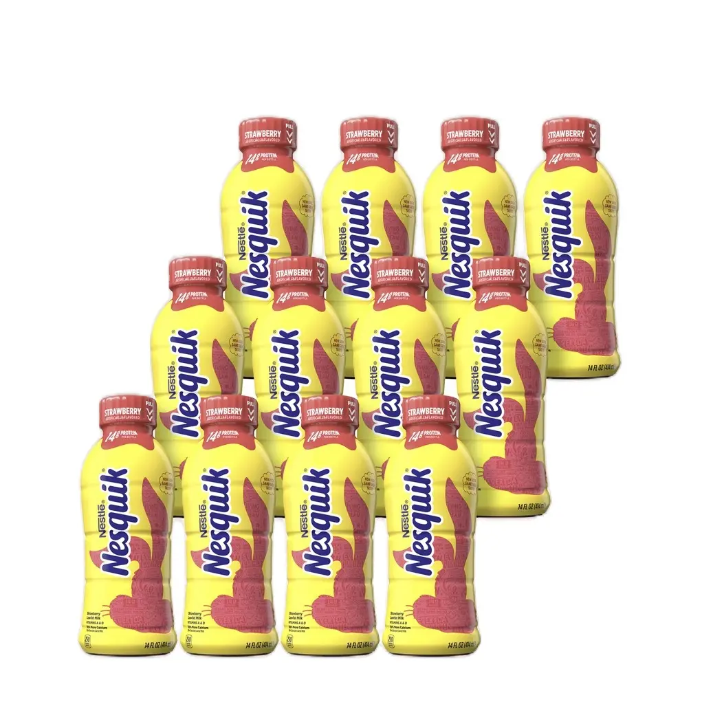 Nesquik Strawberry Milk, 14 Fl Oz (Pack of 12) 14 gram Protein Nesquik Strawberry Milk, 14 Fl Oz (Pack of 12) 14 gram Protein