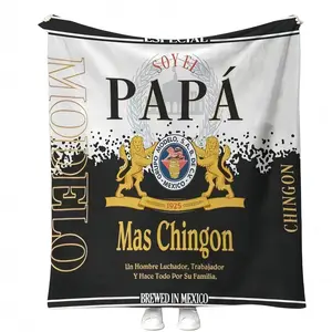 【Father's Day Gift】Papa Letter Print Soft Blanket, Soy El Papá Más Chingon, Modelo Beer Style Throw, Funny Spanish Dad Design, "El Mejor Papá" Themed Blanket, Soft Cozy Fleece Blanket, Warm Throw for Couch Bed, Perfect Father's Day Gift for Latino Dads