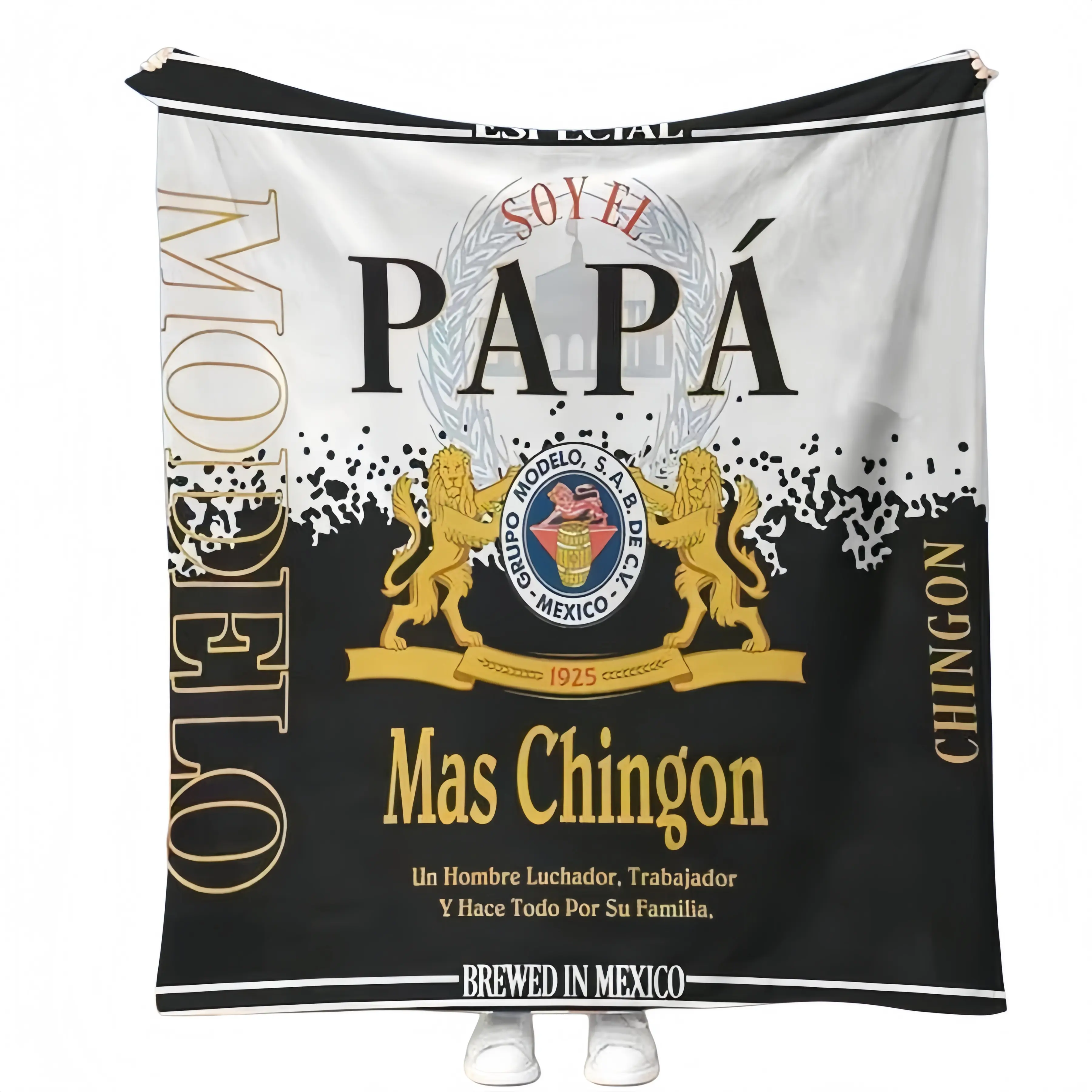 【Father's Day Gift】Papa Letter Print Soft Blanket, Soy El Papá Más Chingon, Modelo Beer Style Throw, Funny Spanish Dad Design, "El Mejor Papá" Themed Blanket, Soft Cozy Fleece Blanket, Warm Throw for Couch Bed, Perfect Father's Day Gift for Latino Dads