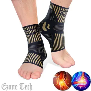 Copper Ankle Support Brace Compression Sleeve Socks Elastic Foot Pain Relief