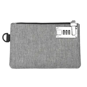 Vintage Style Polyester Card Holder, Secure Lockable Wallet for Men, Cash Passport Credit Card Storage, Multifunctional Design