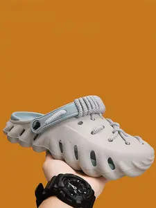Men's Eva Hole Shoes, Casual Comfortable Sandals, Multi-Color Fashion Trendy, Summer DIY Laces, Outdoor Indoor Slippers, Indoor Footwear