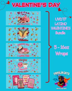 Valentine's Day Latino UVDTF Bundle - 16 Oz Libbey Glass Can Wrap