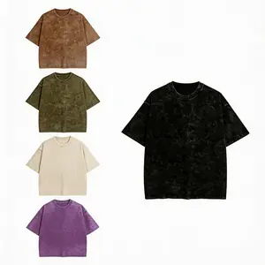 1/5 Pack Washed T-shirt for Men Gym Vintage Heavyweight T Shirts Cotton Workout Acid Wash Baggy  Oversized unisex short-sleeved casual loose-fitting basic washed T-shirt Vintage Washed Cotton T-Shirts Casual Streetwear Baggy Tops Crewneck Menswear