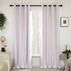 Deconovo Solid Faux Silk Curtains with Eyelet Design Full Light Blocking for Home Decor