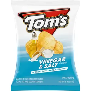 Tom's Vinegar Potato Chips 5 Oz Large Bags | 3 Count
