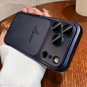 [Customized iPhone Case] Christmas DIY Gift Customized Name Transparent Plating Frosted Texture Phone Cover Compatible with iPhone 17 16 15 14 13 12 11 Pro Max PC Shockproof Electroplated Lens Protector Personalized Clear Back Case